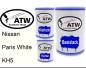 Preview: Nissan, Paris White, KH5: 500ml Lackdose + 500ml Klarlack + 250ml Härter - Set, von ATW Autoteile West.
